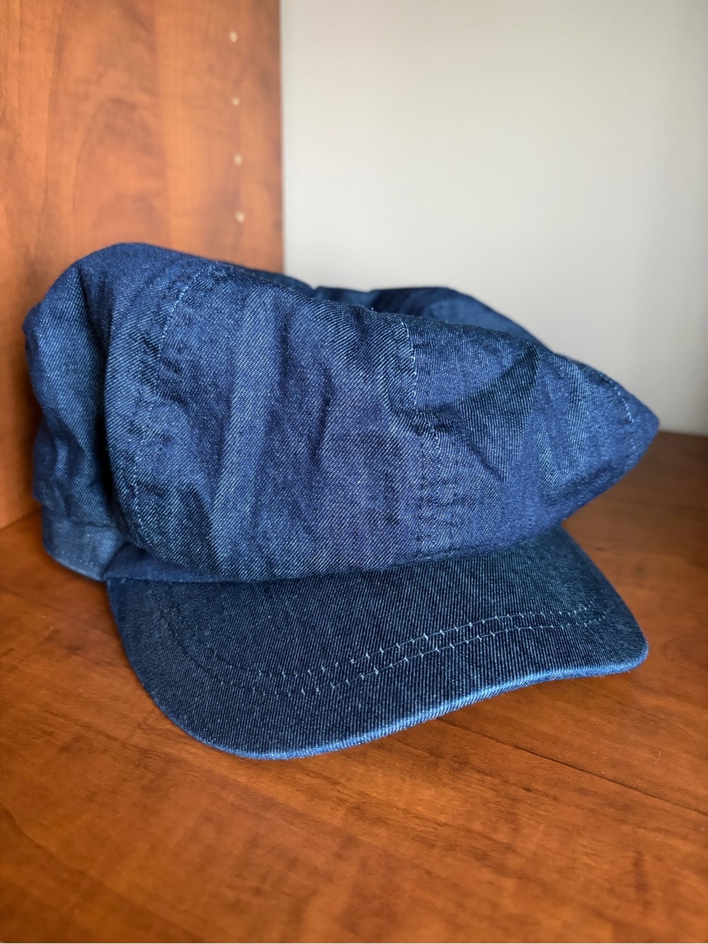 Women’s Navy Denim Baker Boy Hat